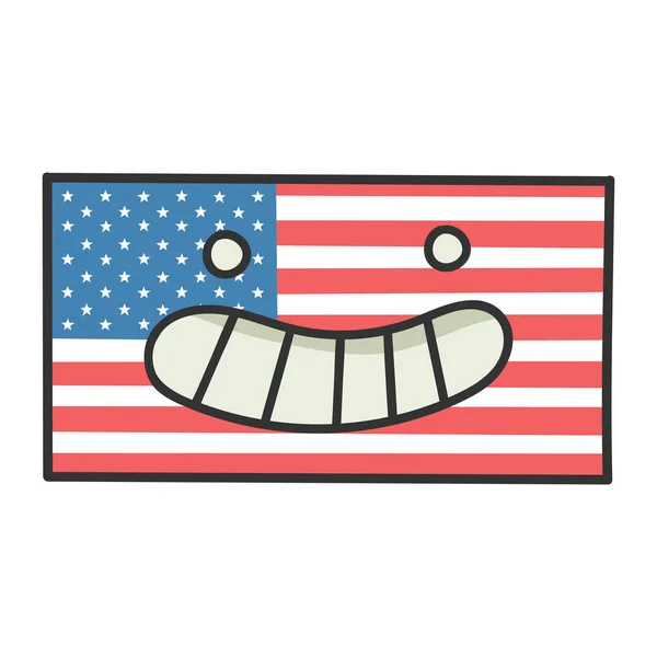 Felice bandiera americana illustrazione cartone animato — Vettoriale Stock
