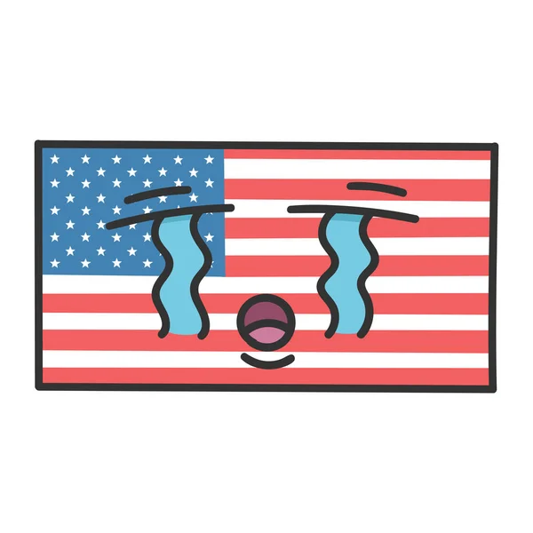 Smutná americká vlajka karikatura ilustrace — Stockový vektor