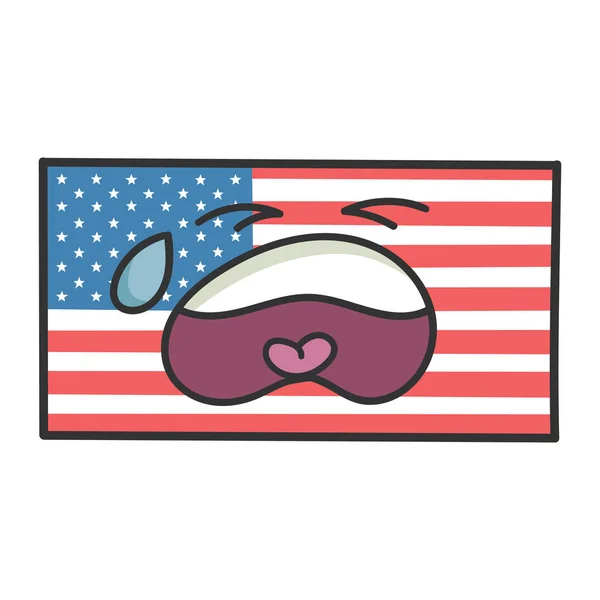 Smutná americká vlajka karikatura ilustrace — Stockový vektor