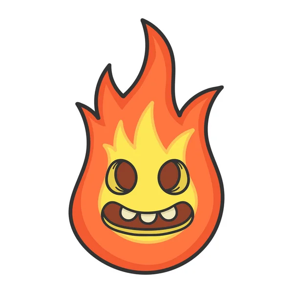 Felice inquietante palla di fuoco cartone animato illustrazione — Vettoriale Stock