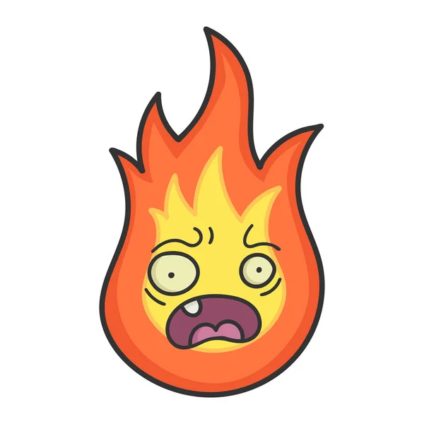 Worried fireball cartoon illustration — Stock Vector