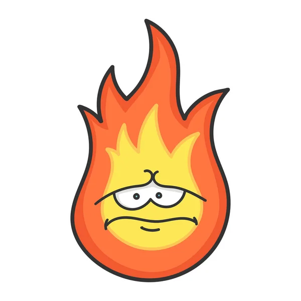 Sad fireball cartoon illustration — Stock Vector