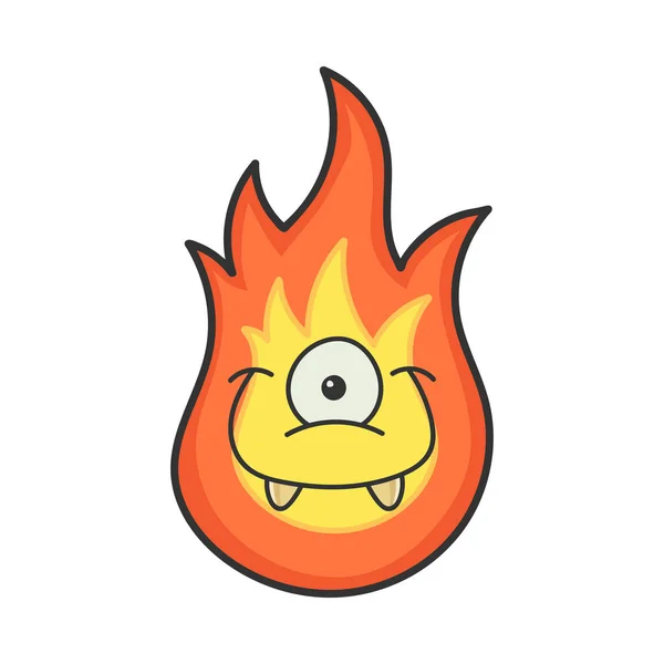 Happy monster fireball kreslené ilustrace — Stockový vektor
