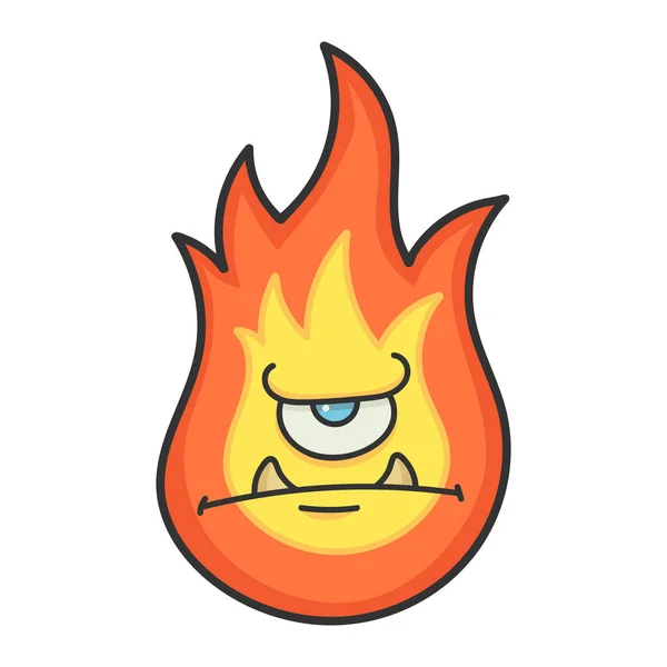 Злий монстр вогняна куля мультфільм ілюстрація — стоковий вектор
