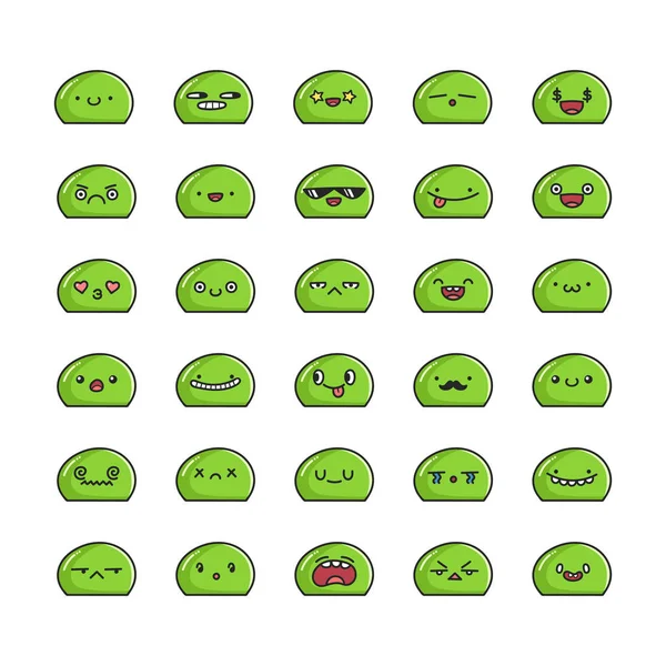 Collection of kawaii slime monster emoticons — 스톡 벡터