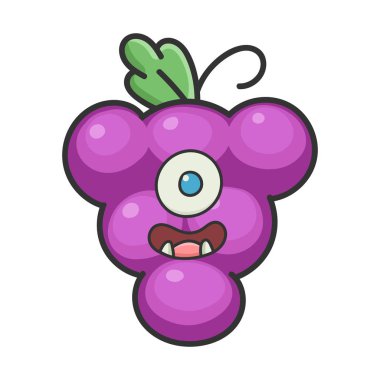 Mutlu neşeli canavar üzüm çizgi film karakteri ikonu