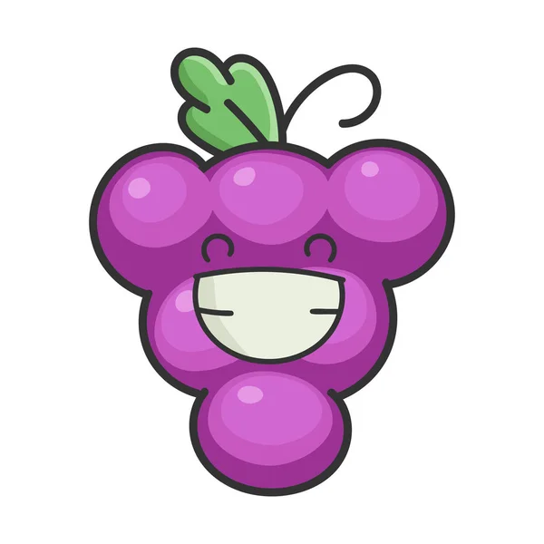 Happy cheerful grape cartoon character icon — ストックベクタ