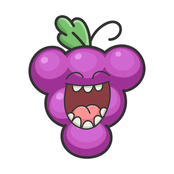 Happy cheerful grape cartoon character icon — 스톡 벡터