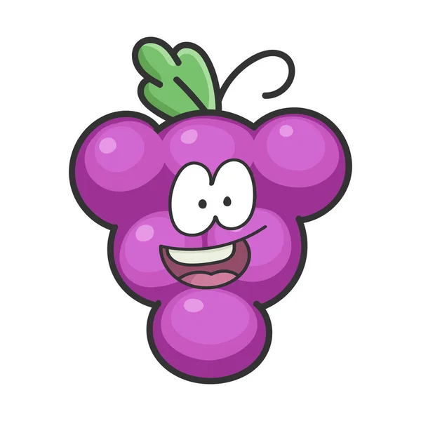 Happy cheerful grape cartoon character icon — 스톡 벡터
