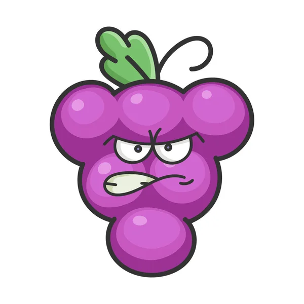 Angry grape cartoon character icon — 스톡 벡터