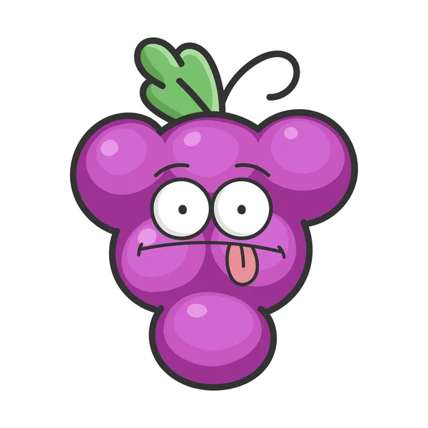 Triste icône de personnage de dessin animé raisin — Image vectorielle