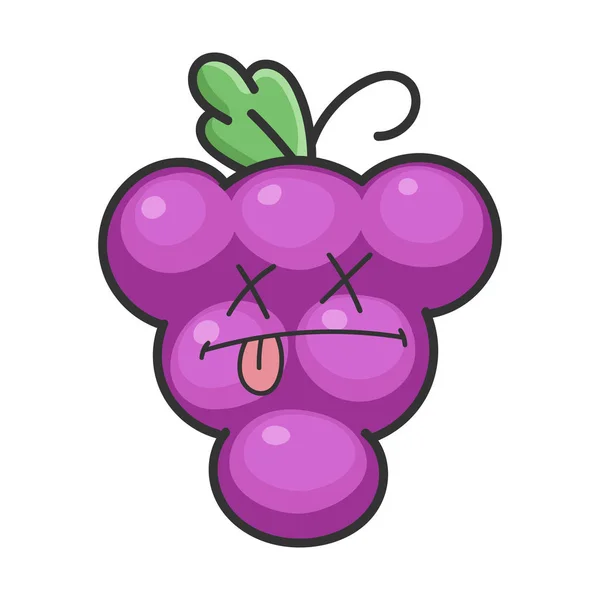 Dead grape cartoon character icon — 스톡 벡터