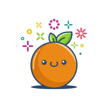 turuncu kawaii emoticon çizgi film çizimi