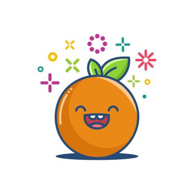 turuncu kawaii emoticon çizgi film çizimi