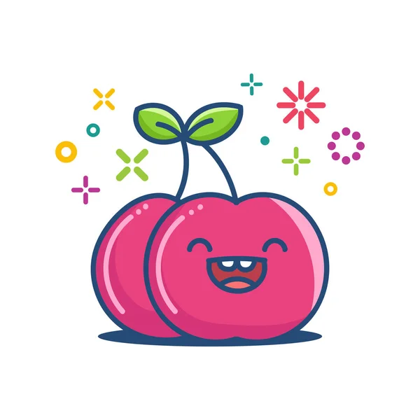 Cherry kawaii emoticon illustrazione cartone animato — Vettoriale Stock