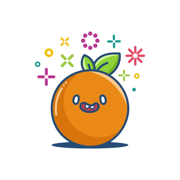 Laranja kawaii emoticon desenho animado ilustração —  Vetores de Stock