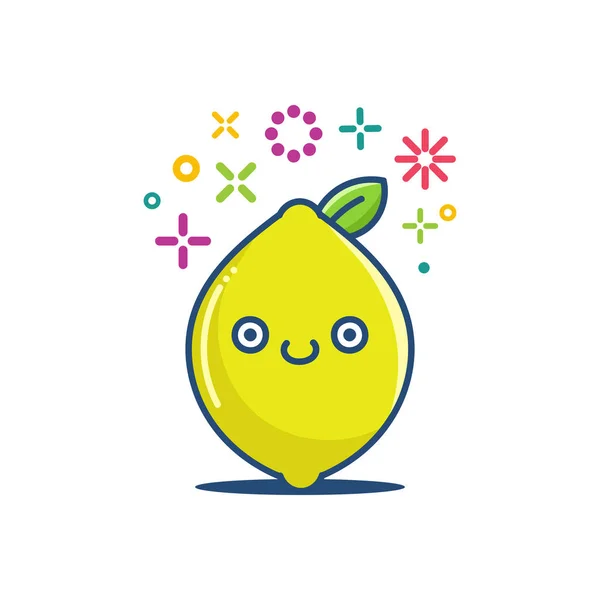 Kawaii citron fruit emoticon dessin animé illustration — Image vectorielle