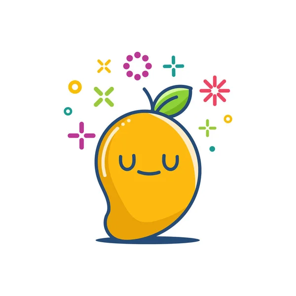 Kawaii sourire mangue émoticône dessin animé illustration — Image vectorielle