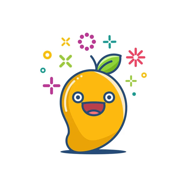 Kawaii glimlachende mango emoticon cartoon illustratie — Stockvector