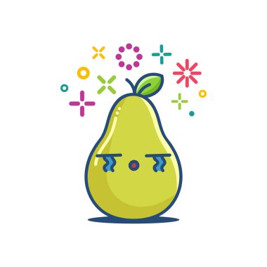 Ağlayan armut kawaii simgesi çizgi film çizimi 