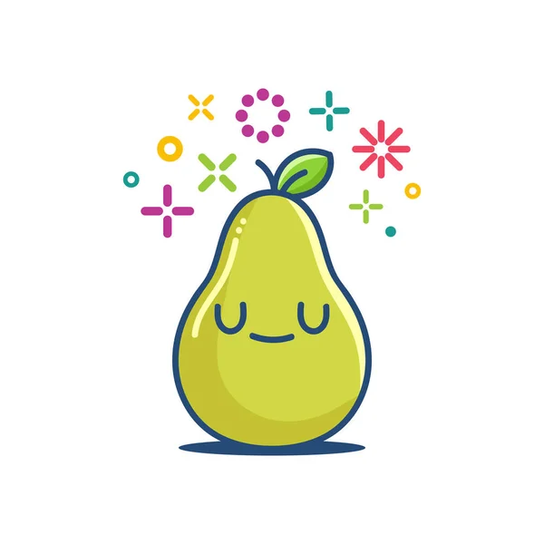 Fruta de pêra sorridente kawaii emoticon desenho animado ilustração — Vetor de Stock
