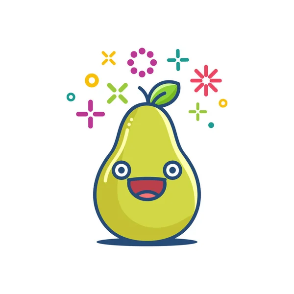Fruta de pêra sorridente kawaii emoticon desenho animado ilustração — Vetor de Stock