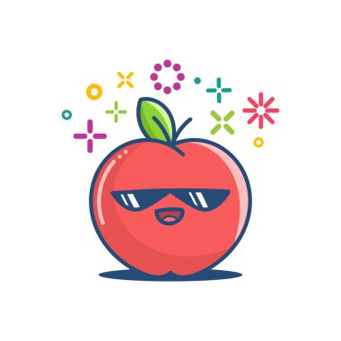 kawaii güneş gözlüğü elma çizgi filmi