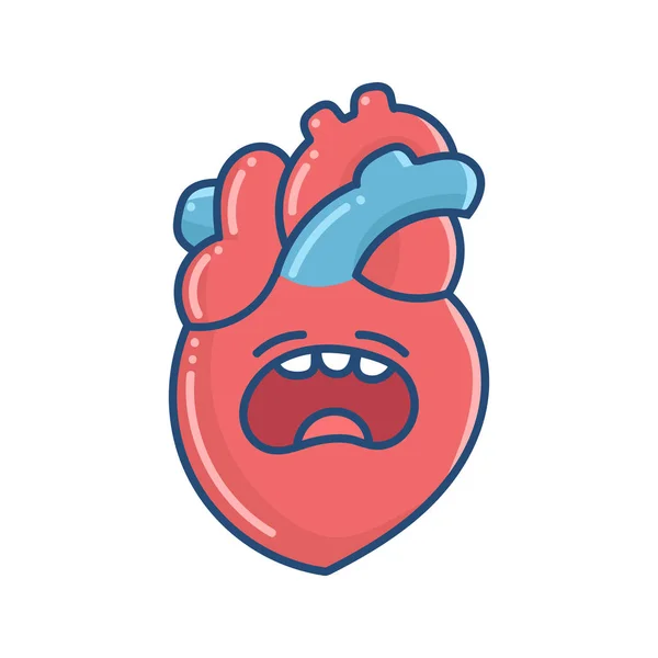 Kawaii pleurer coeur humain illustration — Image vectorielle