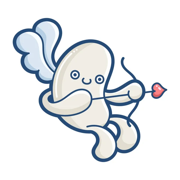 Kawaii cupido monstro desenho animado ilustração — Vetor de Stock