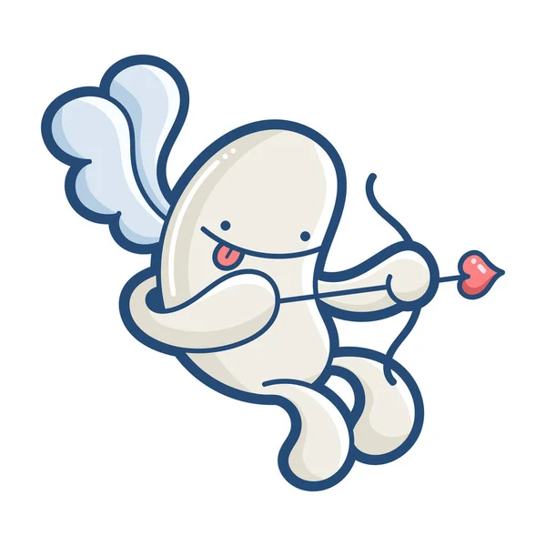 Kawaii cupido monstro desenho animado ilustração — Vetor de Stock