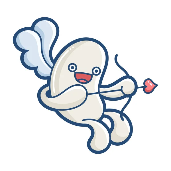 Kawaii cupido monstro desenho animado ilustração — Vetor de Stock