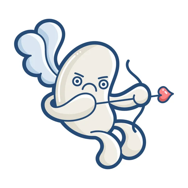 Kawaii angry cupid monster cartoon illustration — 스톡 벡터