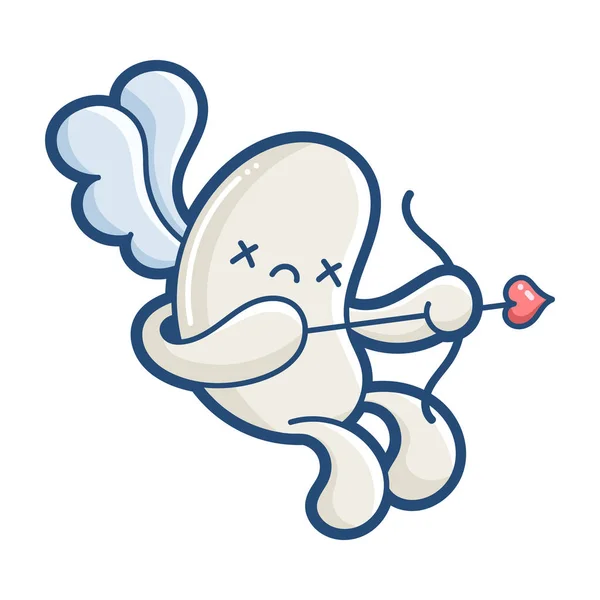 Kawaii dead cupid monster cartoon illustration — 스톡 벡터