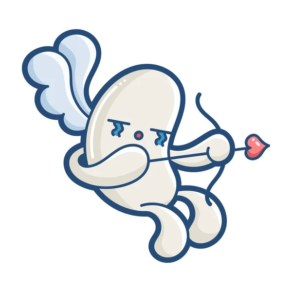 Kawaii piangendo cupido mostro cartone animato illustrazione — Vettoriale Stock