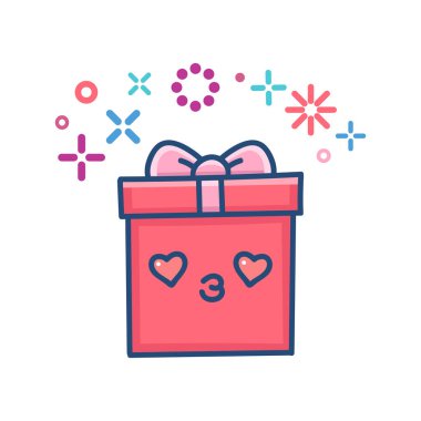 Kawaii Sevgililer Günü hediye kutusu çizimi