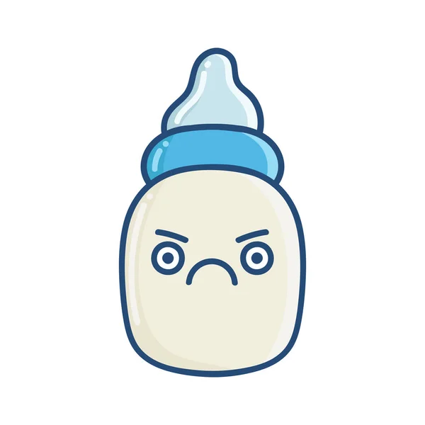 Kawaii irritado bebê garrafa desenho animado ilustração — Vetor de Stock