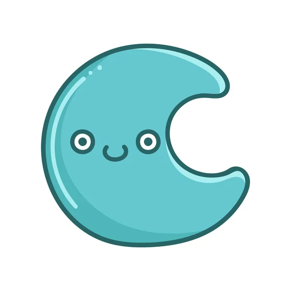 Kawaii blauwe maan emoticon cartoon — Stockvector