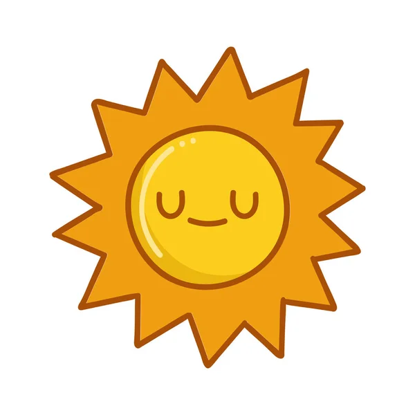 Kawaii sun emoticon cartoon illustration — Stock Vector