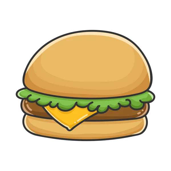 Ilustração do ícone do desenho sanduíche de hambúrguer — Vetor de Stock