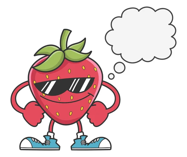 Strawberry with sunglasses and speech bubble — Stock Vector