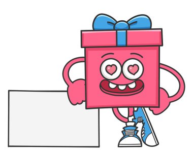 Sevgililer Günü hediye kutusu tabelaya yaslanmış.