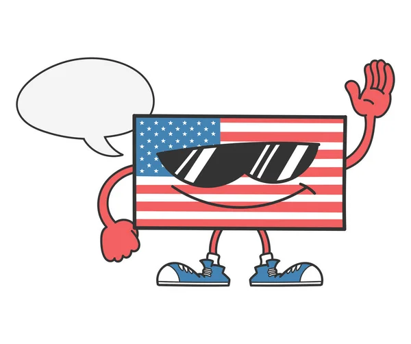 American flag with sunglasses and speech bubble — Stock Vector