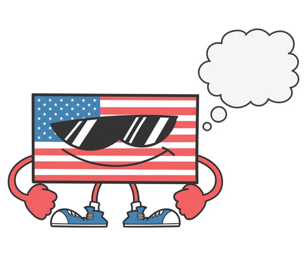 American flag with sunglasses and speech bubble — Stock Vector