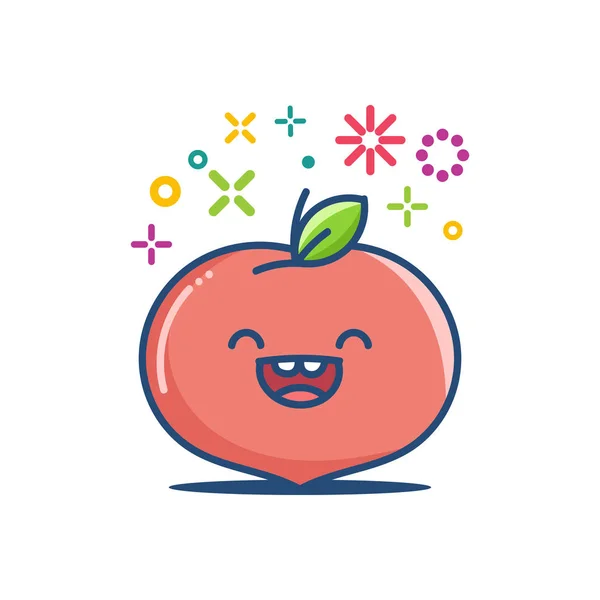 Peach kawaii emoticon illustration de bande dessinée — Image vectorielle