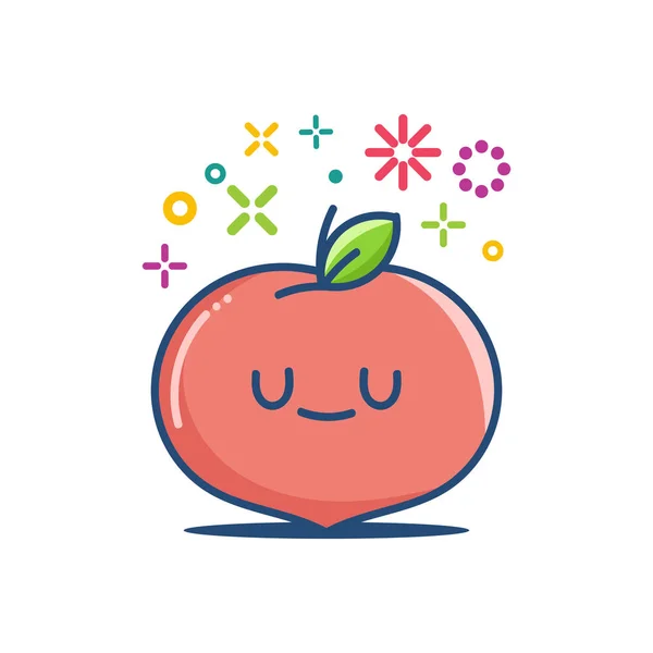 Peach kawaii emoticonos ilustración de dibujos animados — Archivo Imágenes Vectoriales