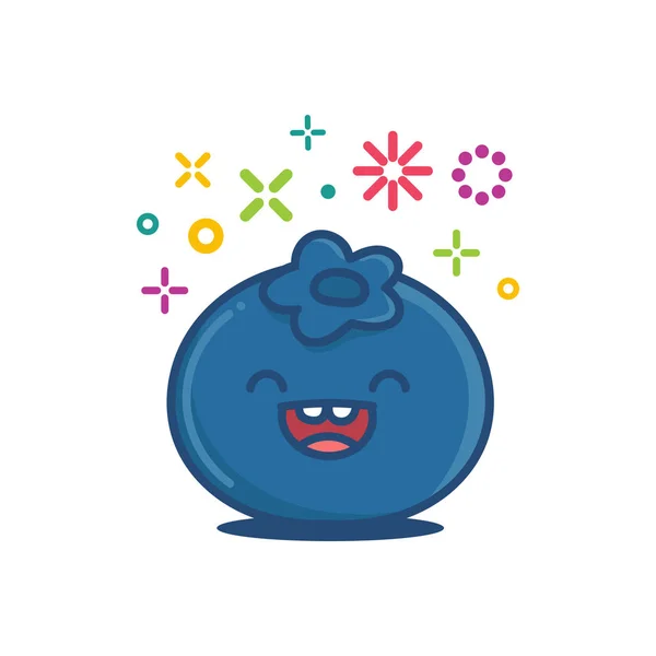 Blueberry kawaii emoticon desenho animado ilustração —  Vetores de Stock