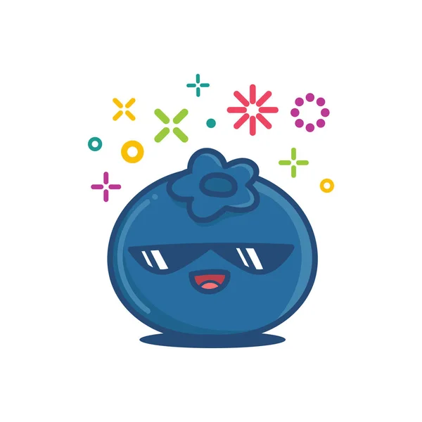 Blueberry kawaii emoticon cartoon illustration — 스톡 벡터