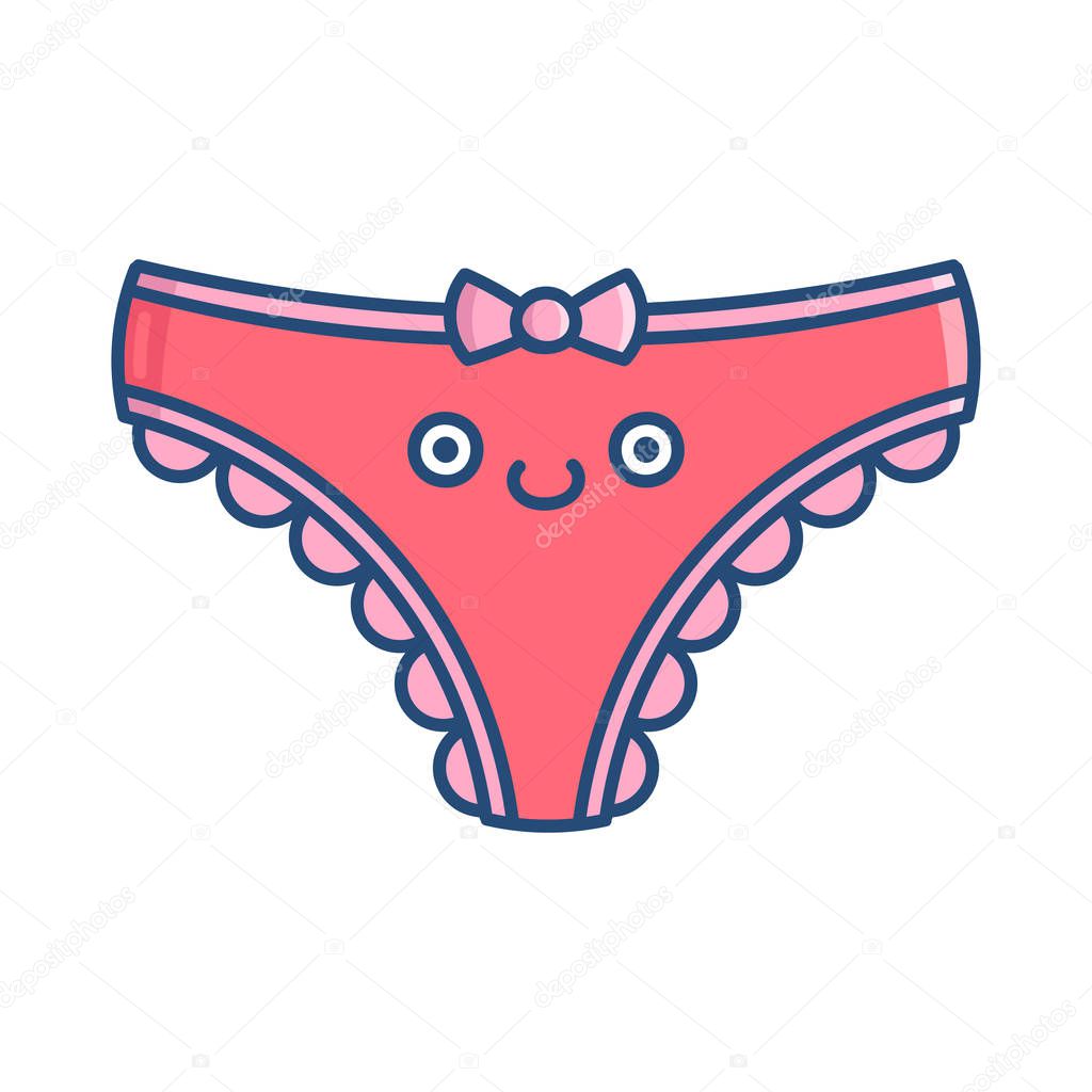 Kawaii rosa sonriente bragas dibujos animados Vector de Stock de