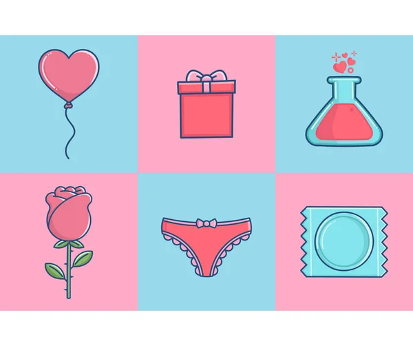 Conjunto de iconos de celebración del día de San Valentín — Vector de stock