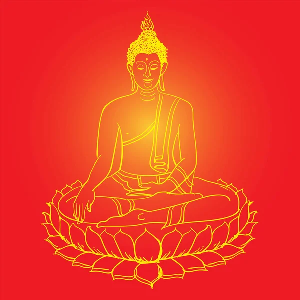 Estatua de Buda. Ilustración vectorial — Vector de stock